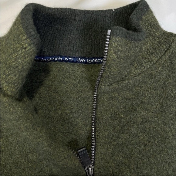 Lochaven of Scotland Sweater Mens M Moss Green 1/4 Zip 100% Wool Hunting Lodge - Picture 3 of 11